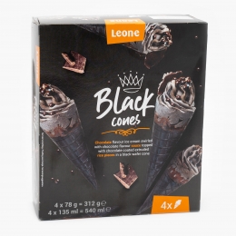 Cornet negru cu înghețată cu aromă de ciocolată 4x78g
