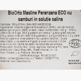 Măsline Peranzana eco cu sâmburi în saramură 350g