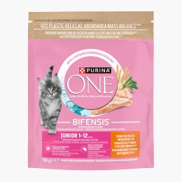 Hrană uscată pentru puii de pisică One Junior, 750g, cu pui și cereale integrale