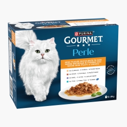 Hrană umedă pentru pisici Gourmet Perle Mini Filets în sos, 12x85, mix de arome (curcan, rață, miel, ton)