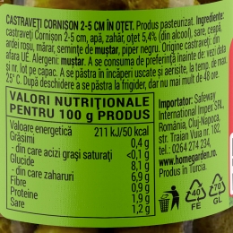 Castraveți cornișon 2-5 cm în oțet, 350g