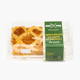 Prăjitură Splendoare cu mere și piersici, de post 350g