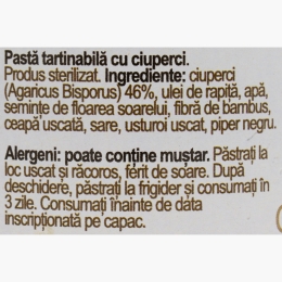 Pastă tartinabilă cu ciuperci 170g