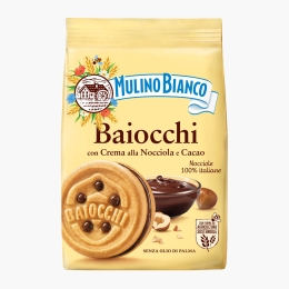 Biscuiți umpluți cu cremă de alune și cacao Baiocchi Nocciola 260g
