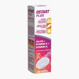 Ostart Plus Ca+K1+D3, 20 comprimate efervescente