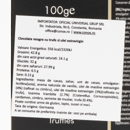 Ciocolată neagră cu trufe și ulei extravirgin 100g
