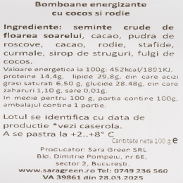 Bomboane energizante cu cocos și rodie 100g