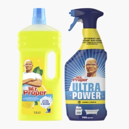 Pachet promo: detergent universal pentru suprafețe Lemon 1.5l + detergent universal spray Lemon 750ml