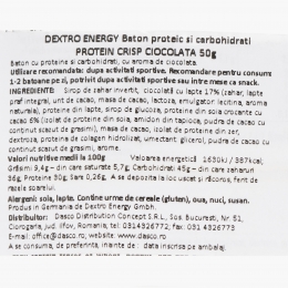 Baton proteic + carbohidrați Protein Crisp ciocolată 50g
