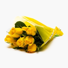 Buchet trandafiri, 7 fire, alb/galben