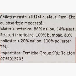 Chiloți menstruali fără cusături, flux moderat, mărimea S