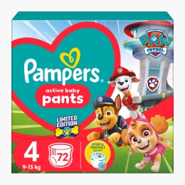 Scutece chiloțel Pants Patrula Cățelușilor, mărimea 4, 9-15 kg, 72 buc