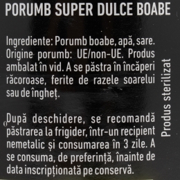 Porumb dulce și crocant, fără zahăr, 212ml