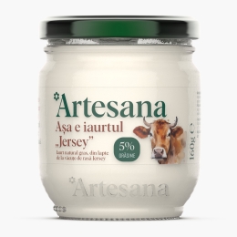 Iaurt natural gras Jersey 5% grăsime 160g