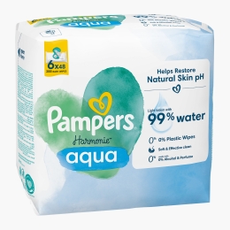Șervețele umede Harmonie Aqua, 0%  plastic, 6 pachete x 48 buc, 288 buc