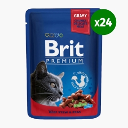Hrană umedă pentru pisici, vită și mazăre, 24x100g