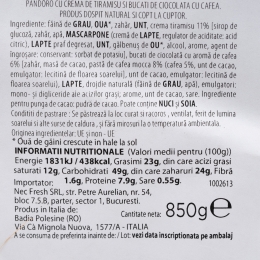 Pandoro cu bucăți de ciocolată cu cafea 850g