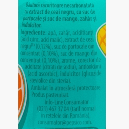 Băutură răcoritoare necarbonatată cu ceai negru, cu gust de portocale și mango 500ml