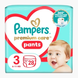 Scutece chiloțel Premium Care, mărimea 3, 6-11kg, 28 buc