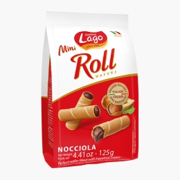 Mini rulouri din napolitană umplute cu cremă de alune, 125g