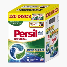 Detergent de rufe capsule 4în1 Discs Universal Deep Clean, 2x60 spălări