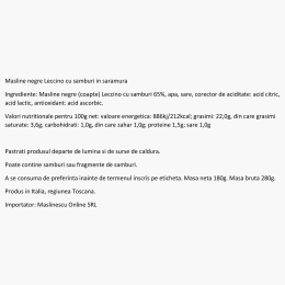 Măslinescu - Măsline negre Leccino cu sâmburi, în saramură, 280g
