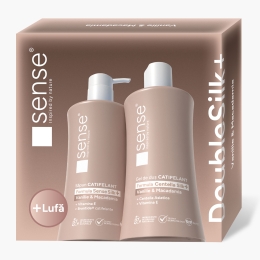 Set cadou Săpun lichid gel 330ml + Gel de duș 330ml Double Silk+, Vanilie & Macadamia