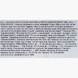 Terci (porridge) de ovăz eco cu ciocolată, fără gluten 400g