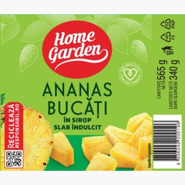 Ananas bucăți în sirop, conservă 565g