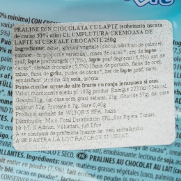 Praline ciocolată cu umplutură lapte și cereale Bianco Cuore 250g
