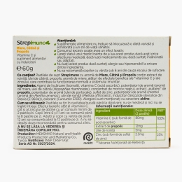 Strepimuno cu miere, cătină și propolis, fără zahăr, 24 pastile