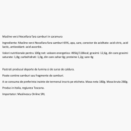 Măslinescu - Măsline verzi Nocellara în saramură fără sâmburi, 280g