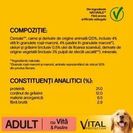 Hrană uscată pentru câini adulți, 15kg, cu vită și pasăre