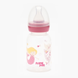 Biberon decorat roz, 0-3 luni, 125ml 