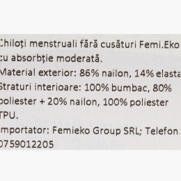 Chiloți menstruali fără cusături, flux moderat, mărimea L