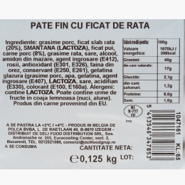 Pate fin mousse cu ficat de rață 125g