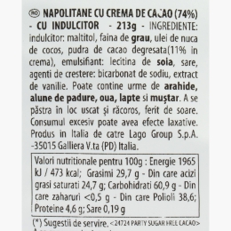 Napolitane cu cremă de cacao fără zahăr 213g