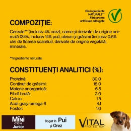 Hrană uscată pentru câini juniori de talie mică, 400g, cu pui și orez Vital Protection