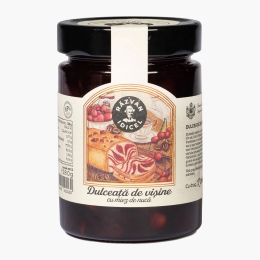 Dulceață de vișine cu miez de nucă gătită la ceaun pe foc de lemne 380g