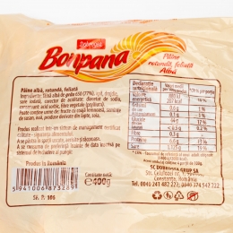Pâine albă rotundă, feliată 400g