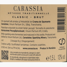 Vin spumant alb brut Carassia Classic, 12%, 1.5l