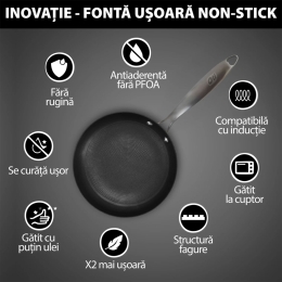 Tigaie de fontă ușoară, tip fagure, 28cm