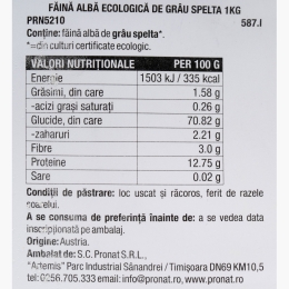 Făină eco albă din grâu spelta triticum 1kg