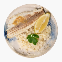 File de lup de mare, cu orez și sos de unt și lămâie, 300g