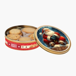 Cutie metalică Moș Crăciun cu biscuiți, 114g