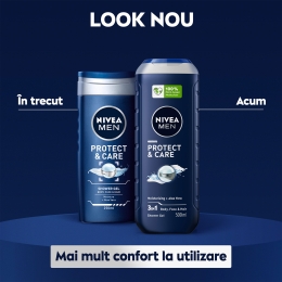 Gel de duș pentru bărbați Protect & Care 3în1, pentru corp, față și păr 0.5l