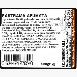 Pastramă de porc afumată 500g