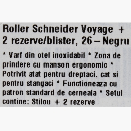 Roller Voyage negru + 2 rezerve cerneală