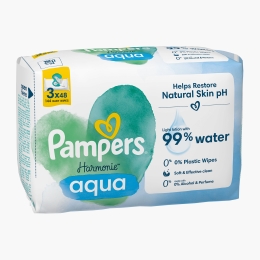 Șervețele umede Harmonie Aqua, 3 pachete x 48, 144 buc, 0% plastic