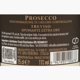 Vin alb spumant extra dry Prosecco Treviso D.O.C., 11%, 750ml